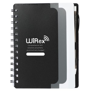 5' x 7' Recycled Dual Pocket Spiral Notebook w Pen