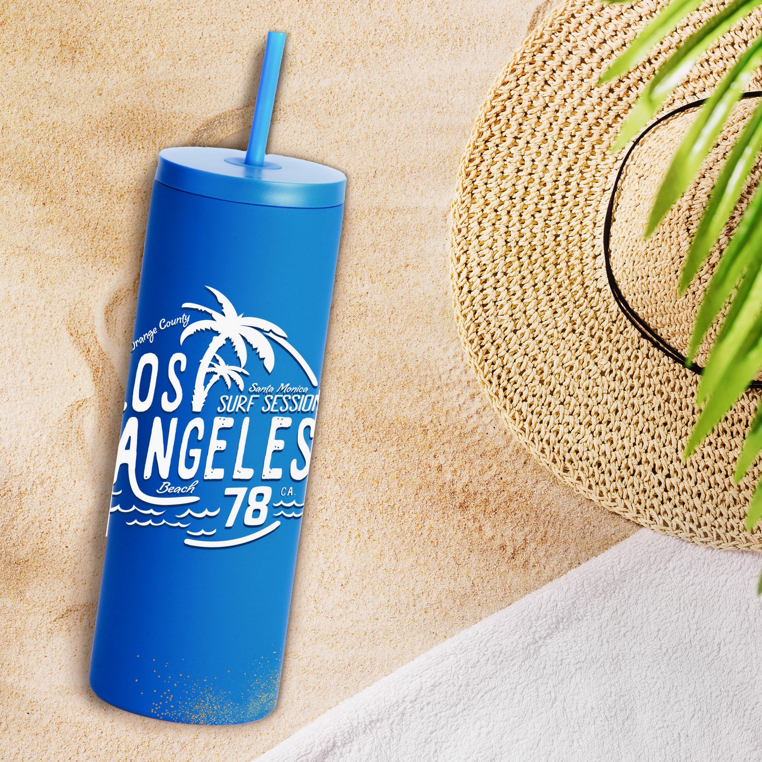 20 oz Slim Rubberized Tumbler With Spill Reduction Straw